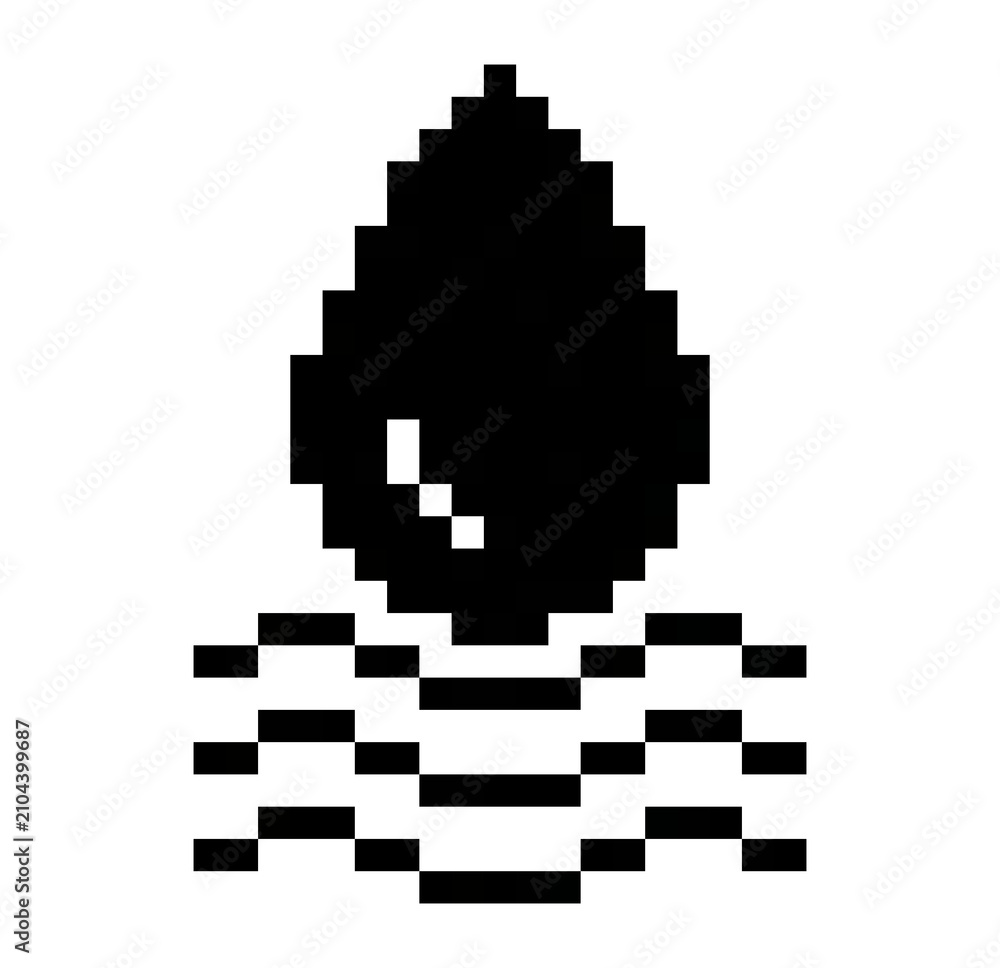 Fototapeta premium Solid Humidity Pixel Art Icon, Water Drop with Moisture Indicator Symbol
