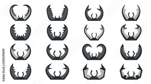 Canvastavla Abstract insect mandible and sharp claw icons.