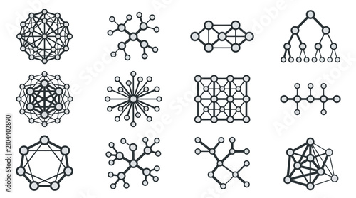 Fotografie Abstract node connection line icons.