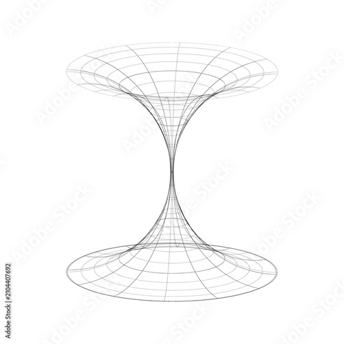 3D wireframe hyperboloid surface resembling wormhole geometry, abstract mathematical