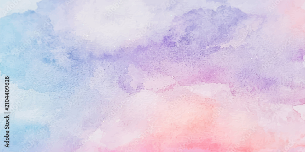 Obraz premium A delicate watercolor wash in pastel hues of lavender, pink, and blue creates a dreamy and ethereal background, evoking a sense of calm and tranquility.