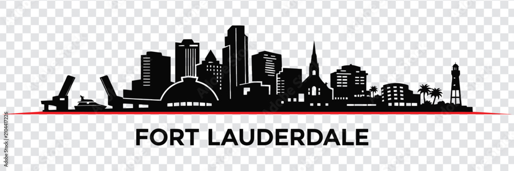 Fototapeta premium Fort lauderdale city skyline silhouette vector illustration