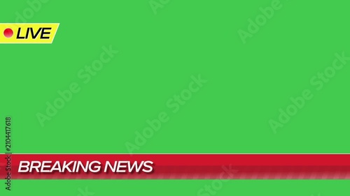 Breaking news graphic loop with green screen chroma key