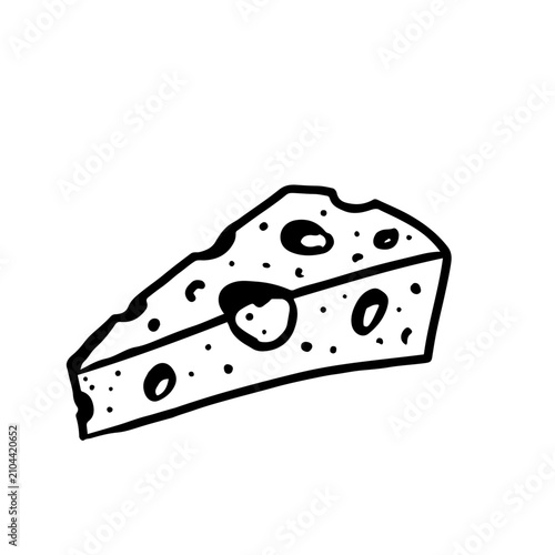 Hand Drawn Cheese Slice Vector Illustration Isolated on Transparent Background