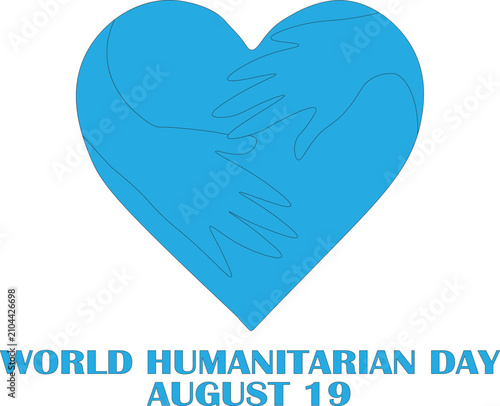 World Humanitarian Day Heart Helping Hands Charity Vector Poster Illustration
