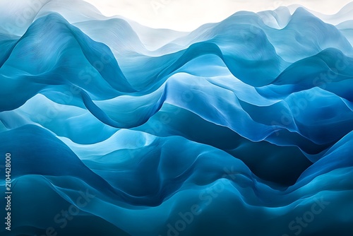Abstract flowing blue fabric waves
