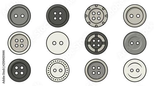Quadro su tela Assorted sewing buttons and fashion fastener icons.