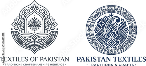 Foto Traditional pakistani textile logo designs with intricate art