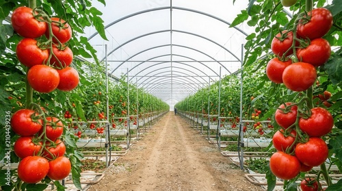 A scenic sight from within a tomato greenhouse