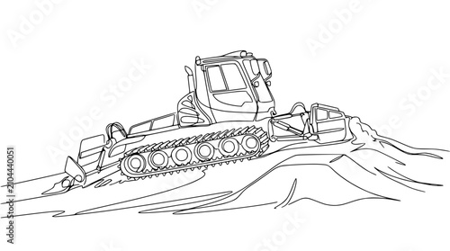 Obraz na płótnie Snow Groomer Machine Line Art