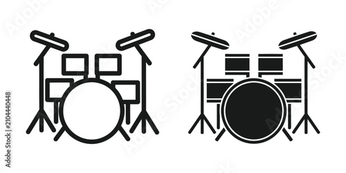 Canvas Print Minimalist Drum Kit Icons Set for Music Production and Percussion Branding