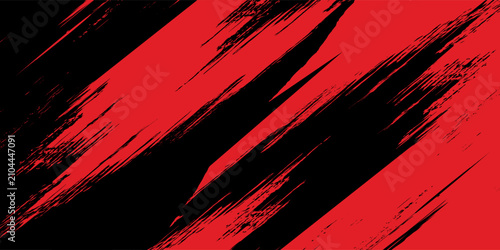 Red and Black Grunge Abstract Background. Dynamic Vector Paint Brush Strokes Pattern for Sport Jersey, Racing Livery, Automotive Decal, Gaming Wallpaper, Aggressive Modern Textured Banner Design.