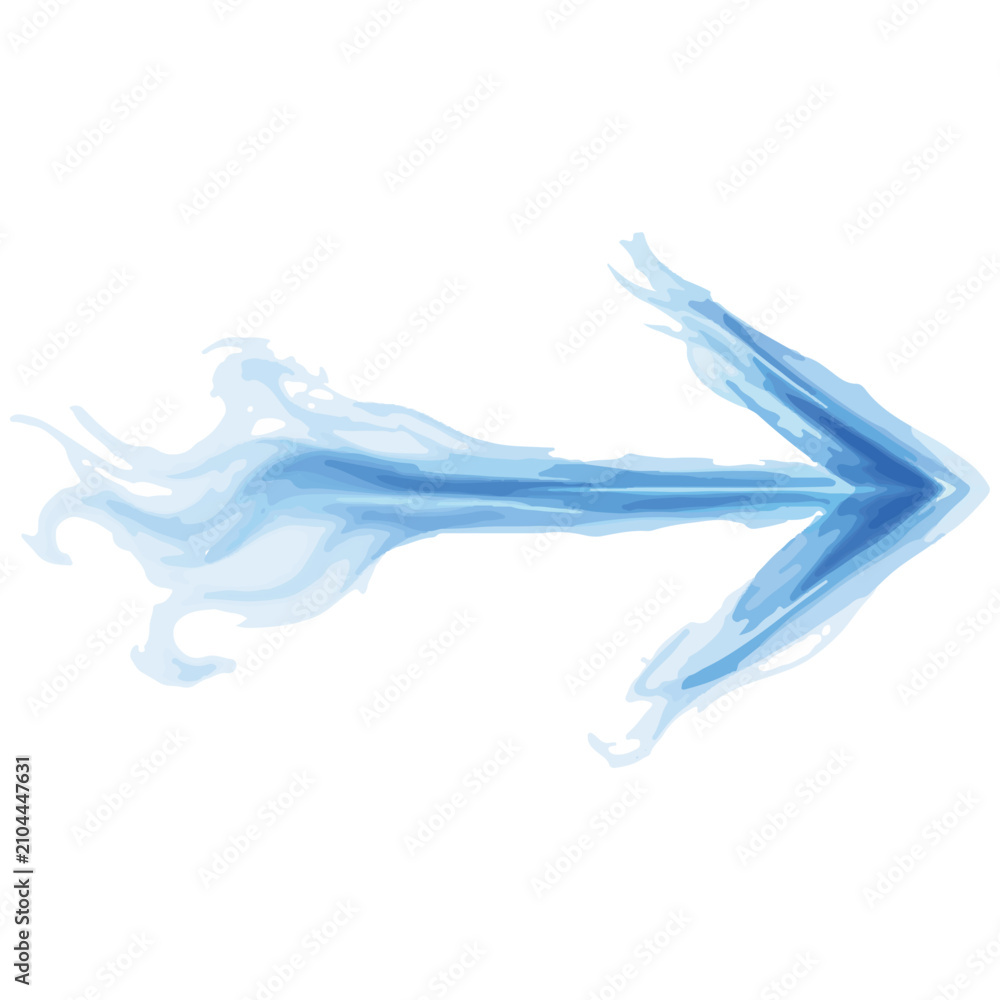 Fototapeta premium Blue Watercolor Arrow Illustration with Splash Effect