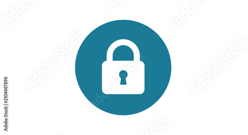 Lock icon on a teal circle flat vector graphic