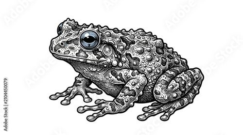 Fotografie Detailed illustration of a sitting frog.