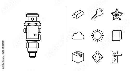 Set of Industrial and Household Outline Icons