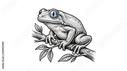 Bild auf Leinwand Frog Sitting on a Branch Alone.