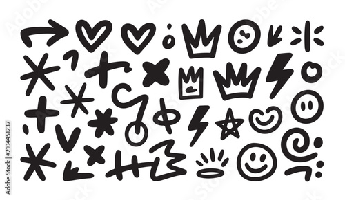 Foto Fun collection of various graffiti doodle elements hearts stars and smiley faces design