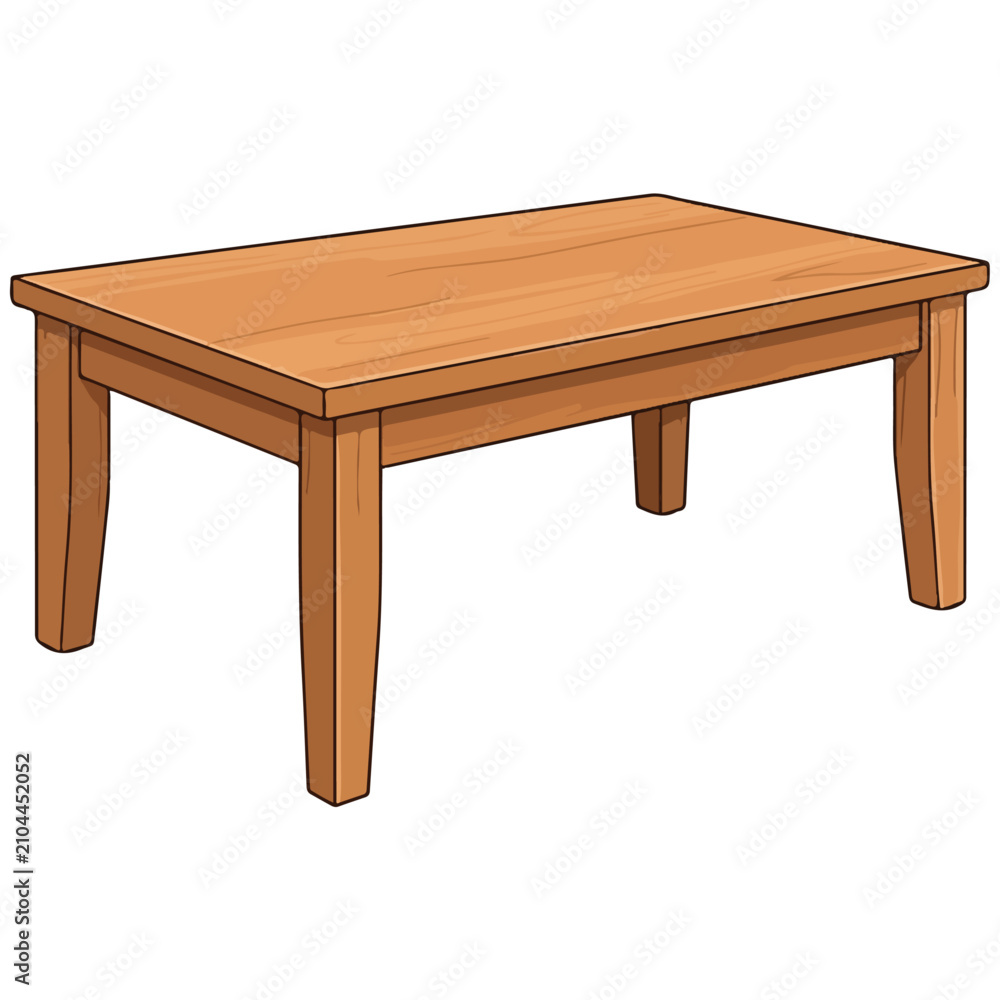 Fototapeta premium Simple Wooden Coffee Table Illustration Vector