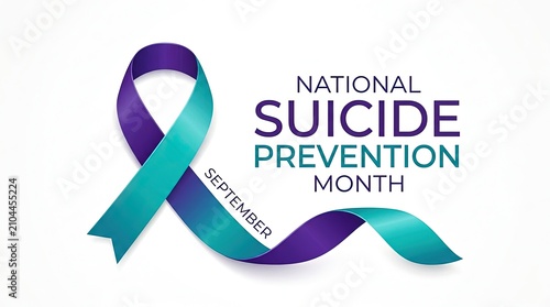 National suicide prevention month teal and purple ribbon