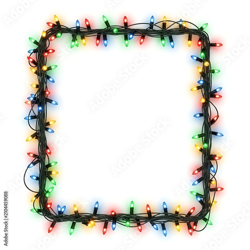Colorful string lights forming a square frame