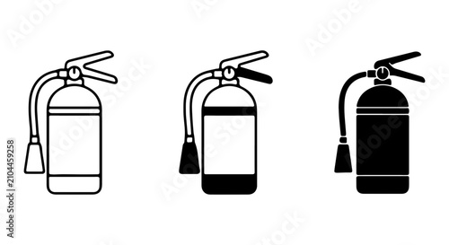 Konstfotografi Fire Extinguisher Icons, Safety Equipment Vector Set, Emergency Appliance Graphi