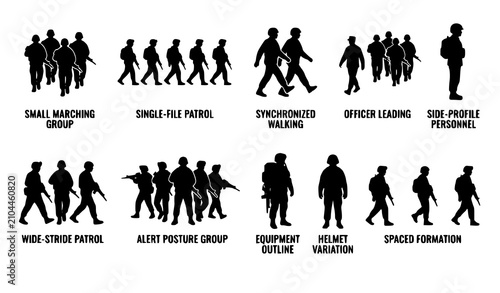 Fotografija Minimal Soldier Formation Silhouette Vector Icon Set
