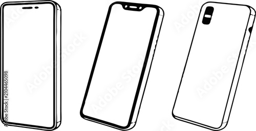 Obraz na płótnie Create a series of smartphone mockups showing different notch styles and screen shapes