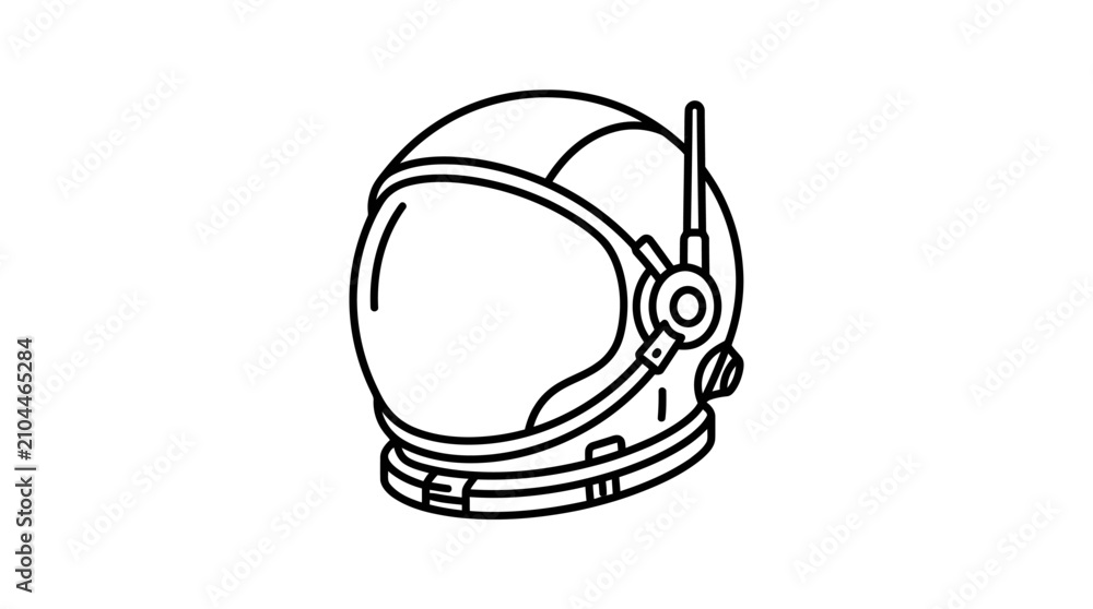 Fototapeta premium Astronaut Helmet Vector Icon Illustration Representing Space Exploration Technology and Cosmic Travel Equipment Isolated on White
