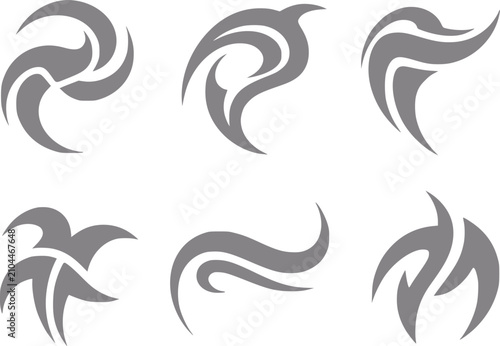 Foto Una colección de seis tatuajes tribales grises únicos con formas abstractas arre