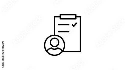 Person, user, people to do list animated icon. Checklist and check mark sign and symbol for skills, approved, confirm, accept, agreements, vote, and human correct motion graphics