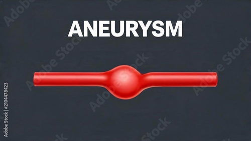 Illustration of an aneurysm in a red vessel on a dark background