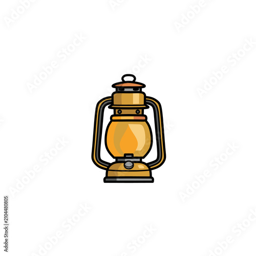 Obraz na płótnie Vintage kerosene lantern with warm flame vector illustration