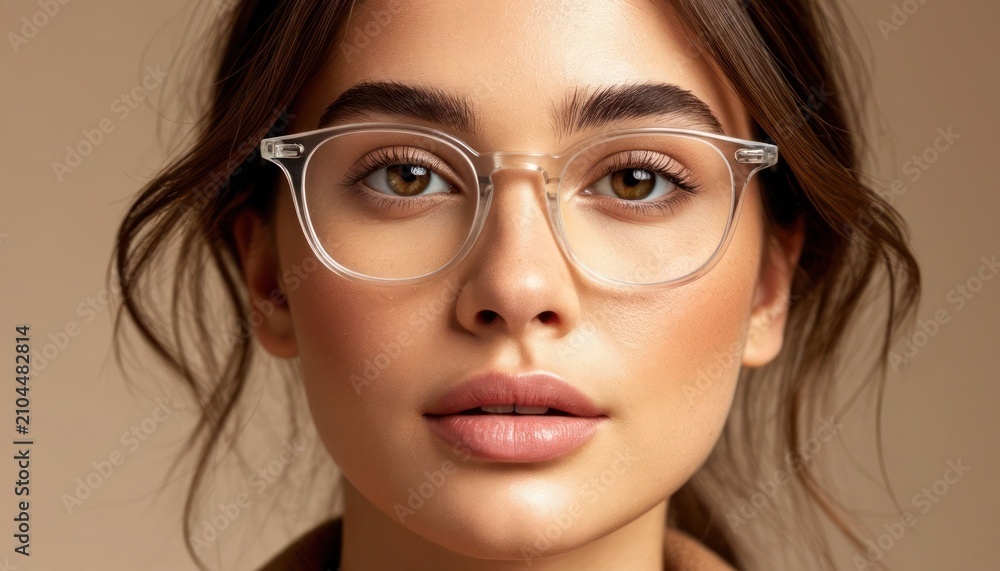 Fototapeta premium Confident Young Woman Wearing Modern Eyeglasses
