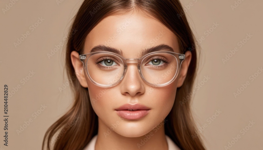 Fototapeta premium Confident Young Woman Wearing Modern Eyeglasses