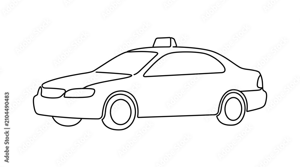 Fototapeta premium Minimalist Continuous One Line Drawing of a Taxi Cab Car Vector Illustration