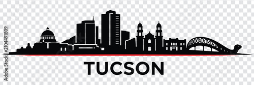 Fotografie Tucson arizona city skyline silhouette vector illustration