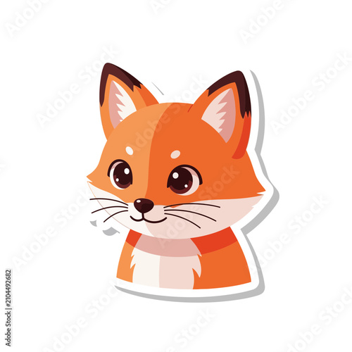 Cute cartoon fox head illustration isolated on a white background.