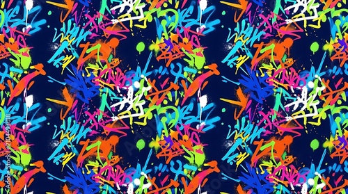 Colorful urban graffiti tags seamless background pattern