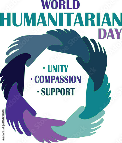 World Humanitarian Day Unity Compassion Support Awareness Vector Poster Design