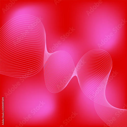 Abstract wavy purple line background on green and violet gradient. Vector illustration, flat design