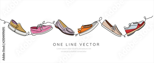 Obraz na plátně Continuous one line drawing of Shoes