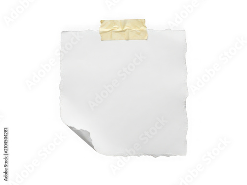 Blank white sticky note paper with adhesive tape