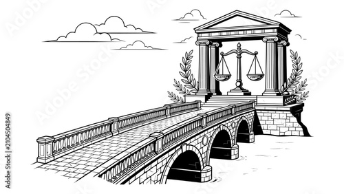 Bridge Leading to Justice Pavilion Vector Illustration