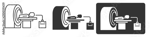Canvastavla MRI Scanner Icon Set with Patient, Magnetic Resonance Imaging Medical Diagnostic