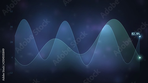 Blue digital wave line signal frequency data graph technology background