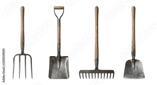 Vintage heavy duty metal garden tools set