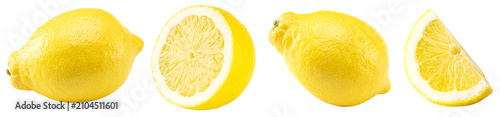 sliced lemon isolated on white background. clipping path