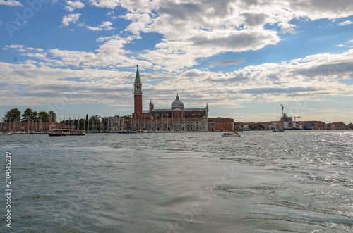 Italy, Venice, October 01, 2025, San Giorgio Maggiore island in Venice, Italy. In the center, you can see the Church of San Giorgio Maggiore — a Renaissance temple designed by Andrea Palladio