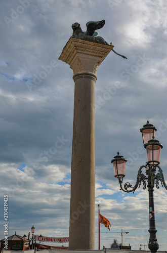 Italy, Venice, October 01, 2025, the winged lion monument - a symbol of Venice